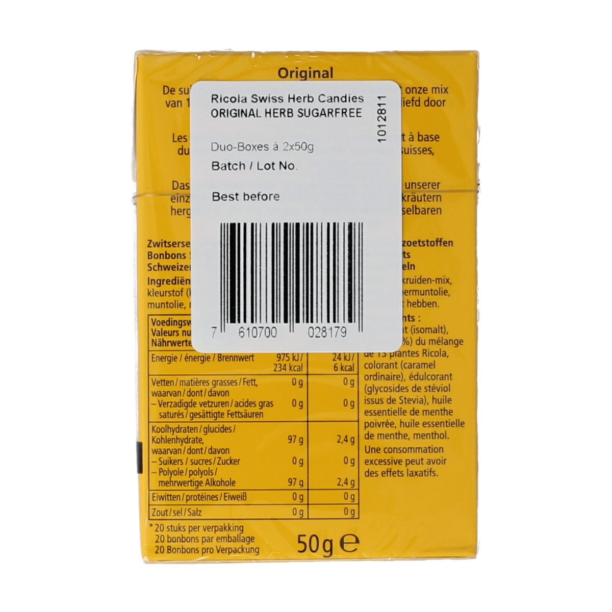 Ricola Snoepgoed 100.00 Gram Ricola Original suikervrij duo pack 100.00 Gram