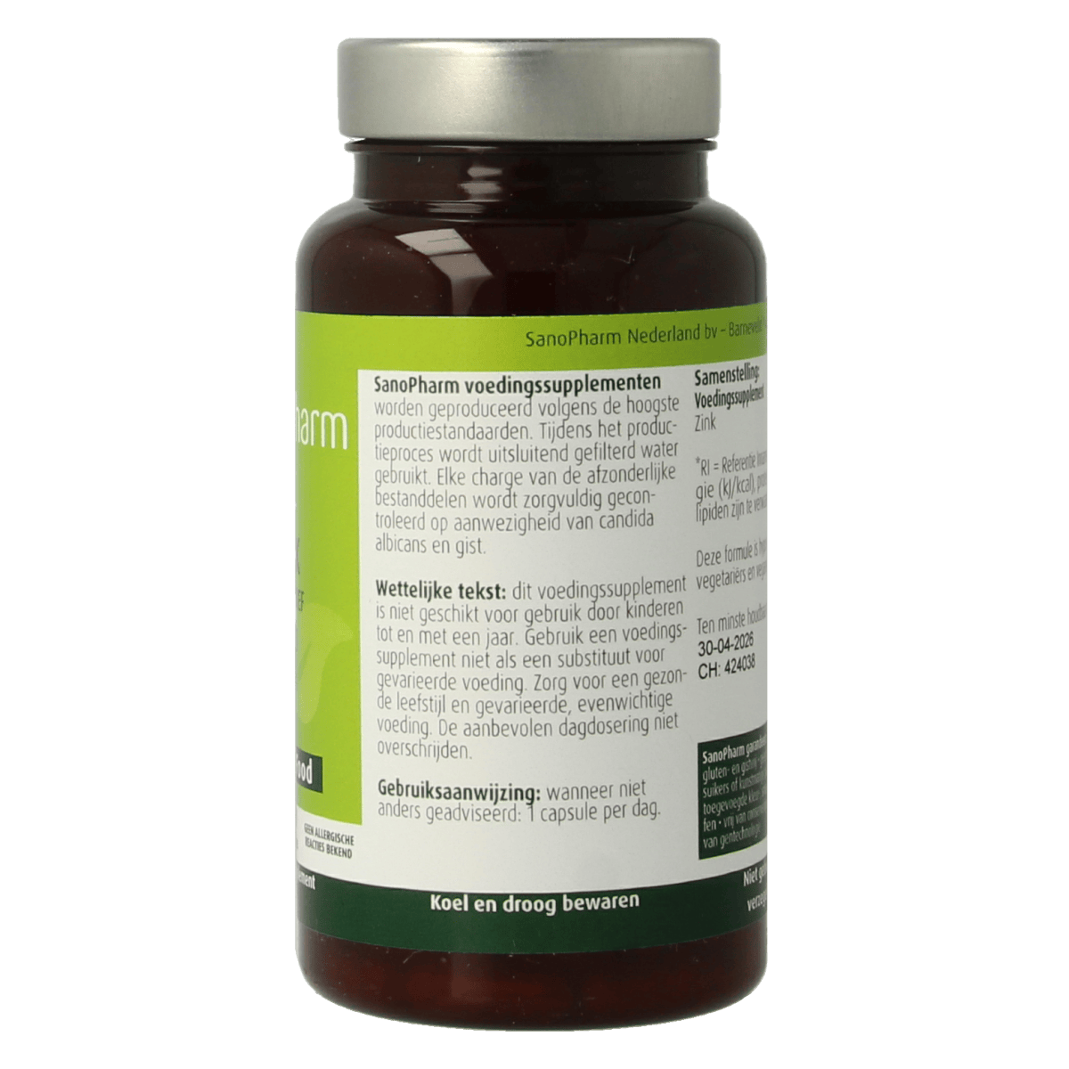SanoPharm Mineralen Enkel 30.00 Capsules SanoPharm Zink  wholefood 30.00 Capsules