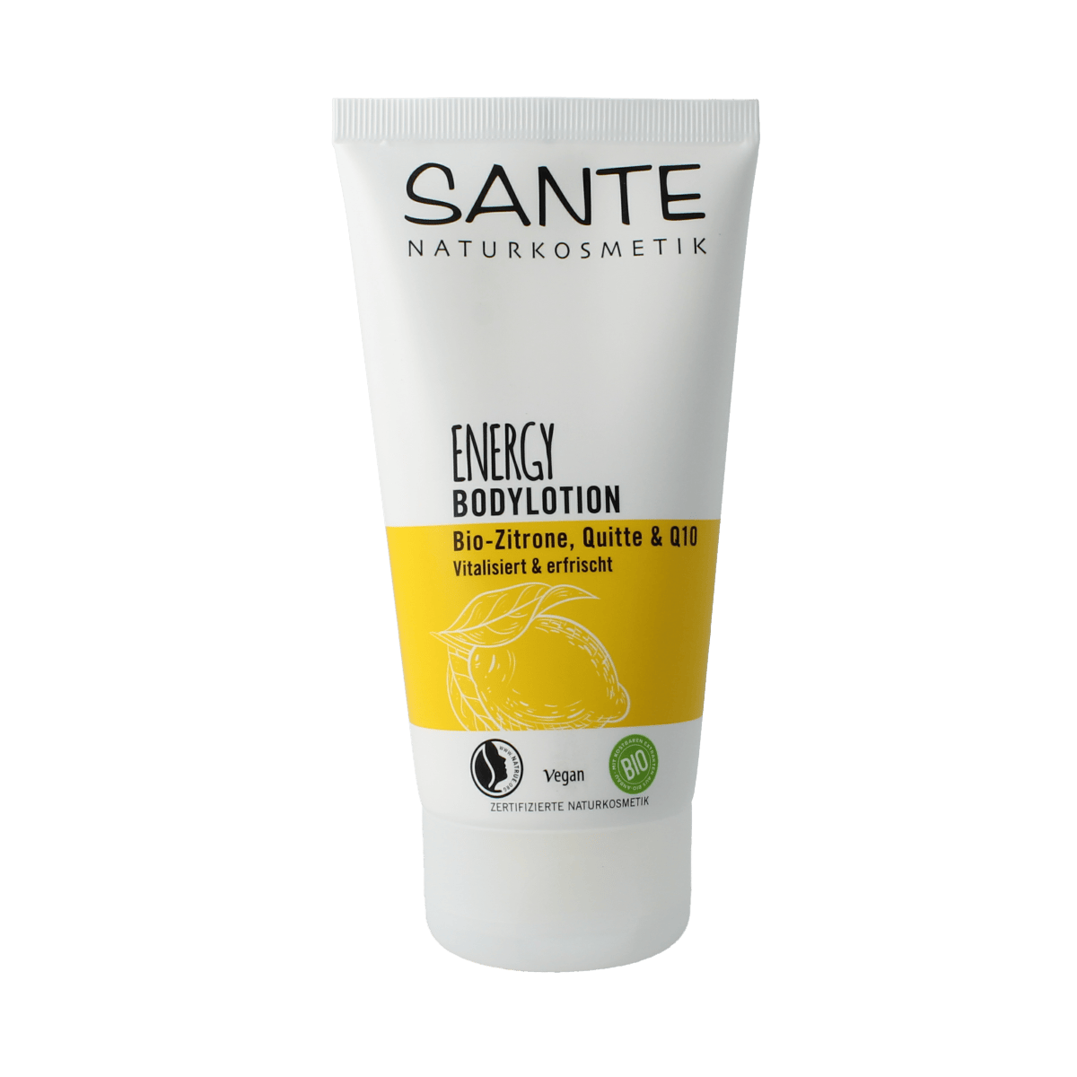 Sante Energy Bodylotion 150ml in a white bottle with a flip-top cap, designed for nourishing body skincare.