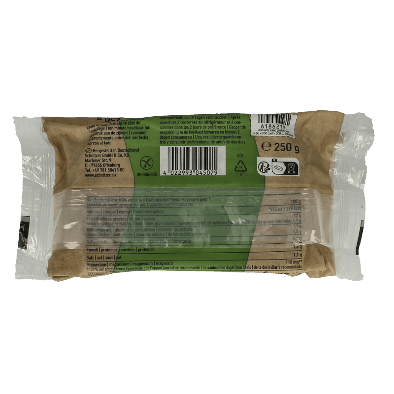 Schnitzer Broden en Crackers 250 Gram Schnitzer Sesambrood glutenvrij bio 250 Gram