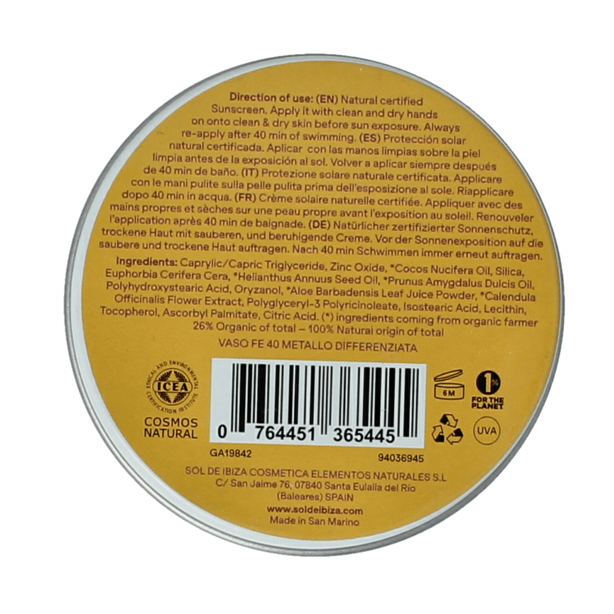 Sol De Ibiza Zonnen 30.00 Gram Sol De Ibiza Beschermende creme baby & kids SPF30 mini bio 30.00 Gram