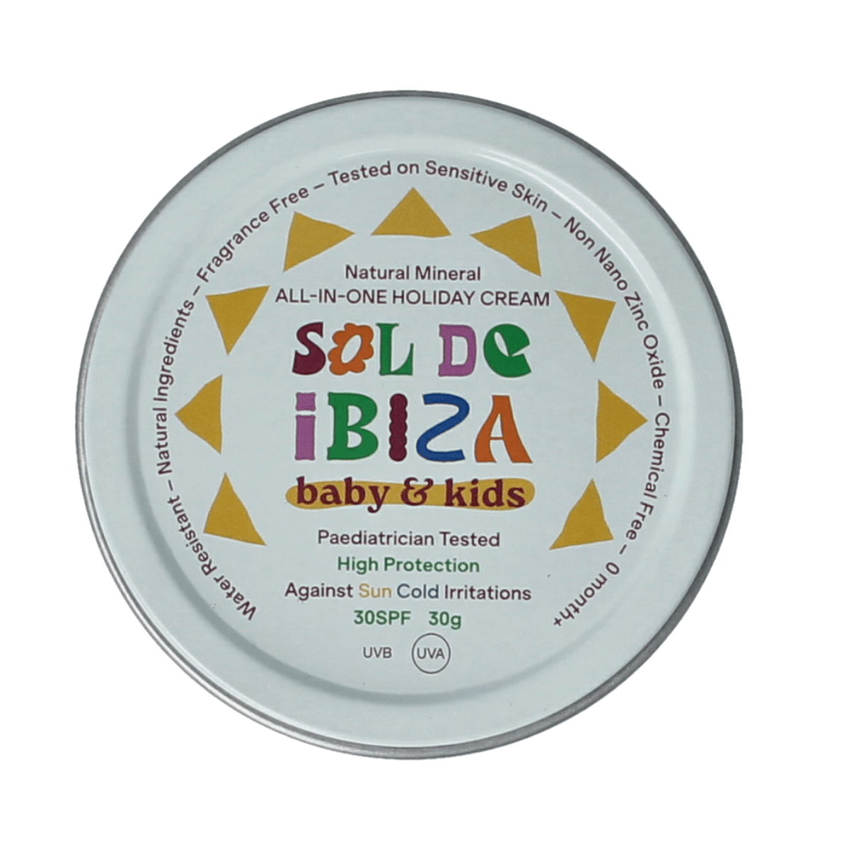 Sol De Ibiza Zonnen 30.00 Gram Sol De Ibiza Beschermende creme baby & kids SPF30 mini bio 30.00 Gram