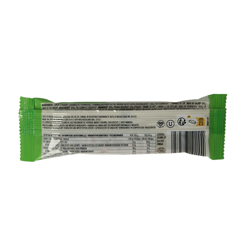 Taste Of Nature Snacks en Tussendoortjes 40 Gram Taste Of Nature Apple granenreep bio 40 Gram