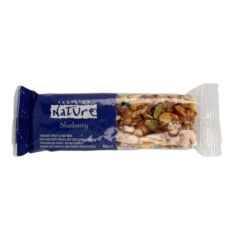 Taste Of Nature Snacks en Tussendoortjes 40 Gram Taste Of Nature Blueberry granenreep bio 40 Gram