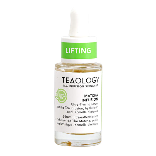 Teaology Matcha Infusion facial skincare product in a 15ml bottle, designed for natural, rejuvenating skin care.