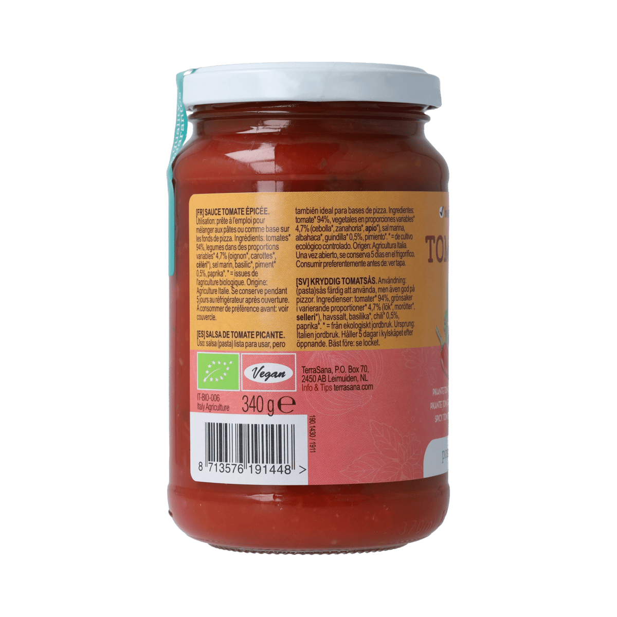 TerraSana Levensmiddelen 340.00 Gram TerraSana Tomatensaus pikant bio  340.00 Gram