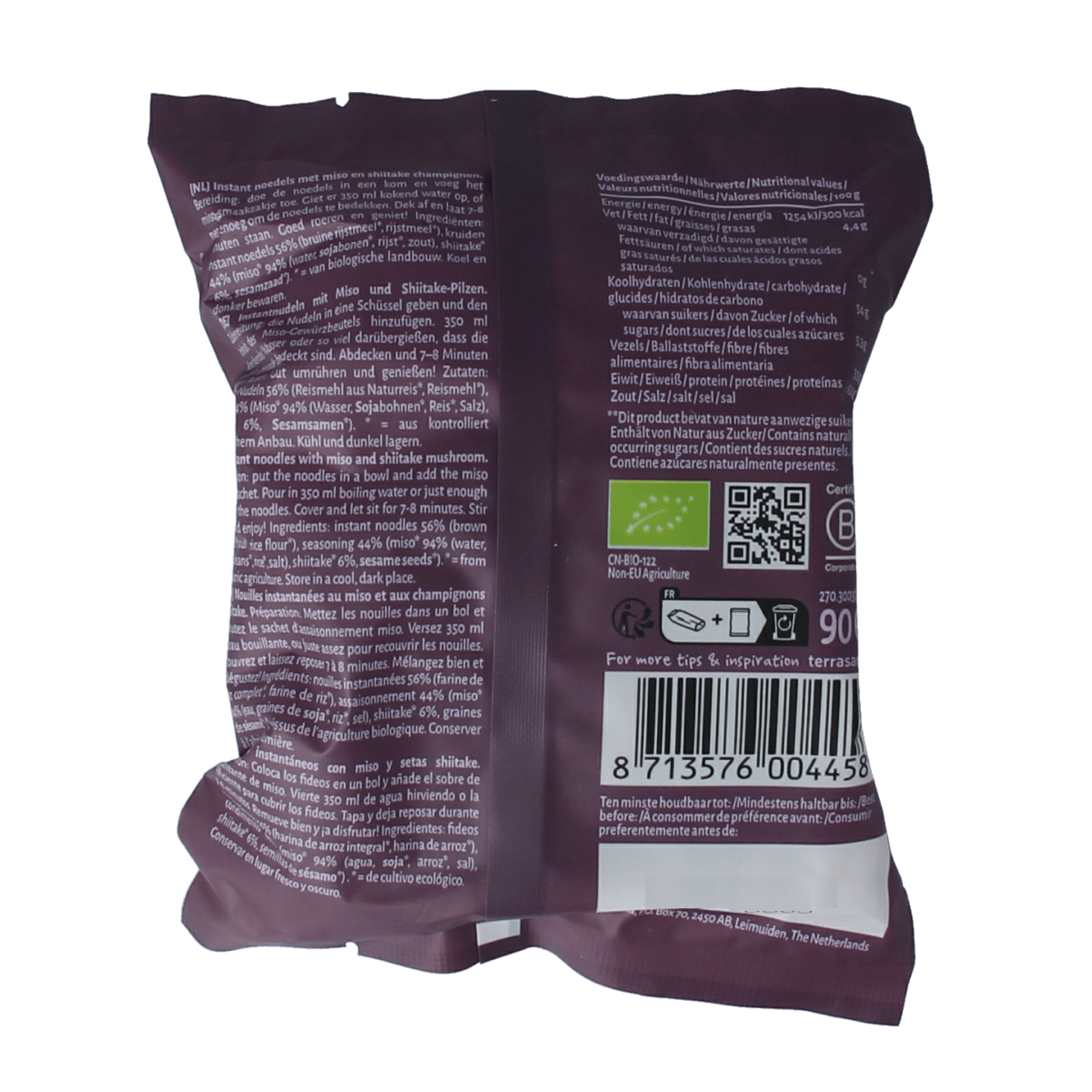 TerraSana Pasta en Rijst 90.00 Gram TerraSana Inst noodles shiitake mushroom BIO 90.00 Gram