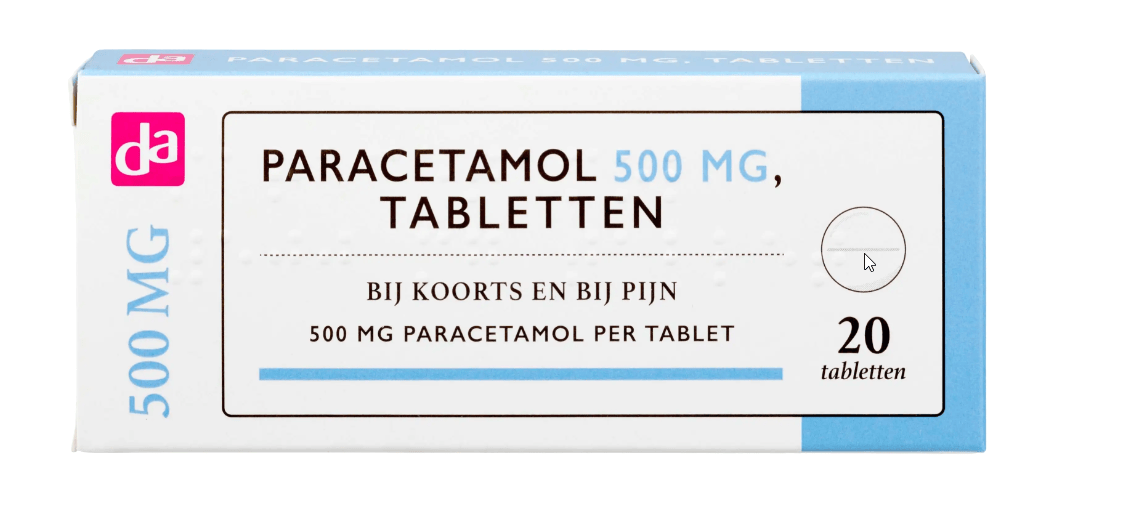 Topbrands2go Koortstabletten in a blister pack, 30 tablets for fever relief and pain relief.