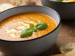 Organic tomato cream soup by Topbrands2go in a 350ml container, showcasing a rich, vibrant tomato soup with fresh ingredients.