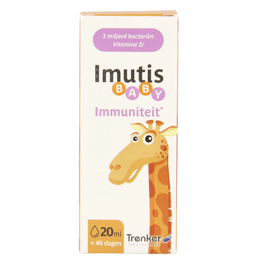 Trenker Imutis Baby micro-organismen in a 20ml bottle, natural probiotic supplement for infants, branded by Trenker.