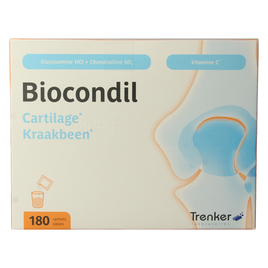 Trenker Biocondil cartilage and kraakbeen mineral supplement in 180 sachets, designed to support joint health and cartilage.