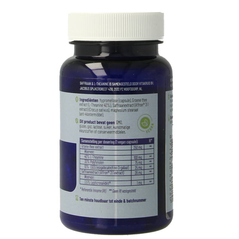 Vitakruid Kruidenpreparaten 30 Vegetarische capsules Vitakruid Saffraan 28mg (Affron) & L-Theanine 30 Vegetarische capsules