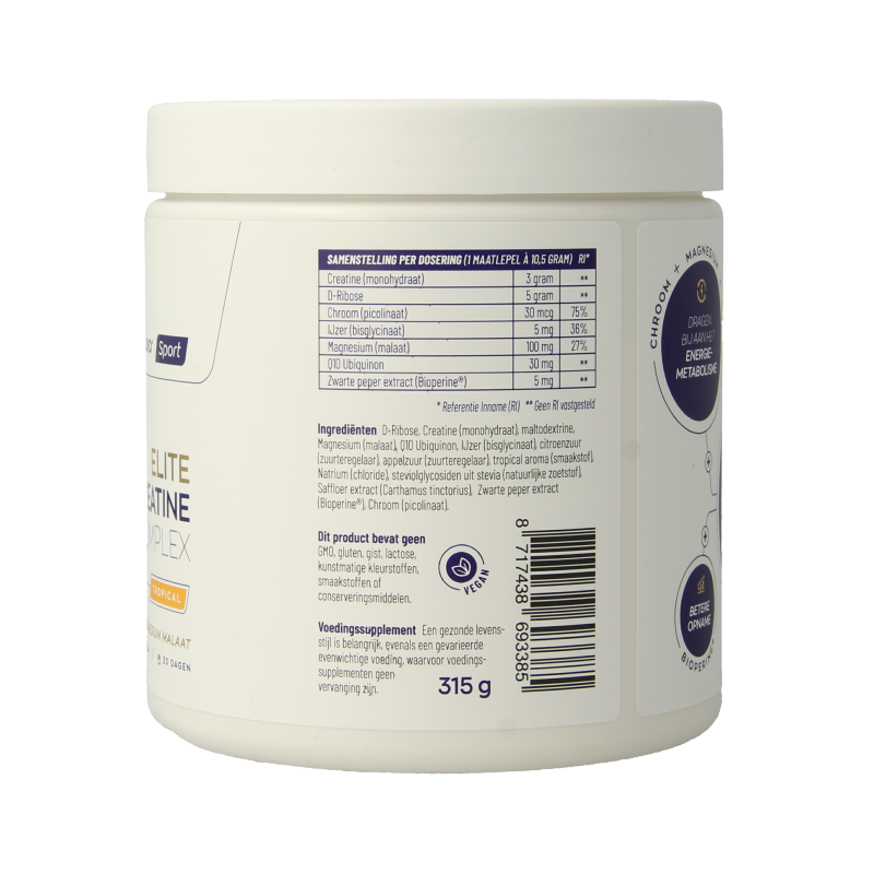 Vitakruid Kruidenpreparaten 315 Gram Vitakruid Elite Creatine Complex D-Ribose, Q10 & Magn Tropic 315 Gram