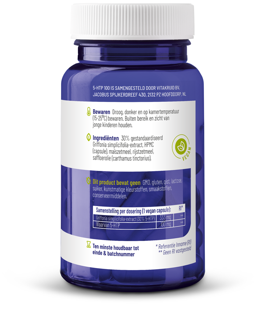 Vitakruid Kruidenpreparaten 60 Vegetarische capsules Vitakruid 5-HTP 100mg 60 Vegetarische capsules