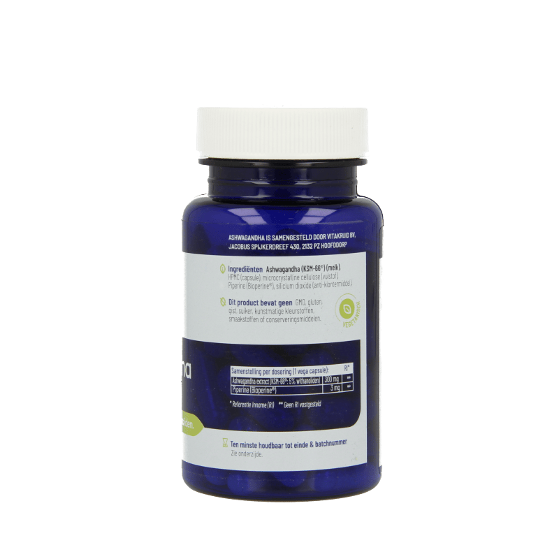 Vitakruid Kruidenpreparaten 60 Vegetarische capsules Vitakruid Ashwagandha KSM-66 & bioperine 60 Vegetarische capsules