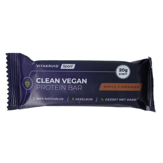 Vitakruid Snacks en Tussendoortjes 1 Stuks Vitakruid Clean vegan protein bar - apple cinnamon 1 Stuks