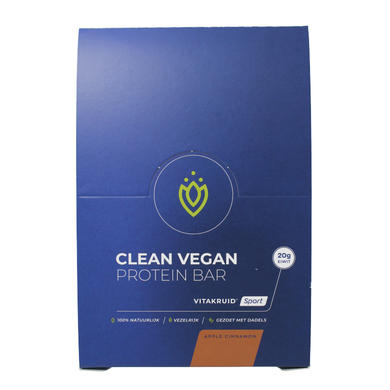 Vitakruid Snacks en Tussendoortjes 12 Stuks Vitakruid Clean vegan protein bar - apple cinnamon 12 Stuks