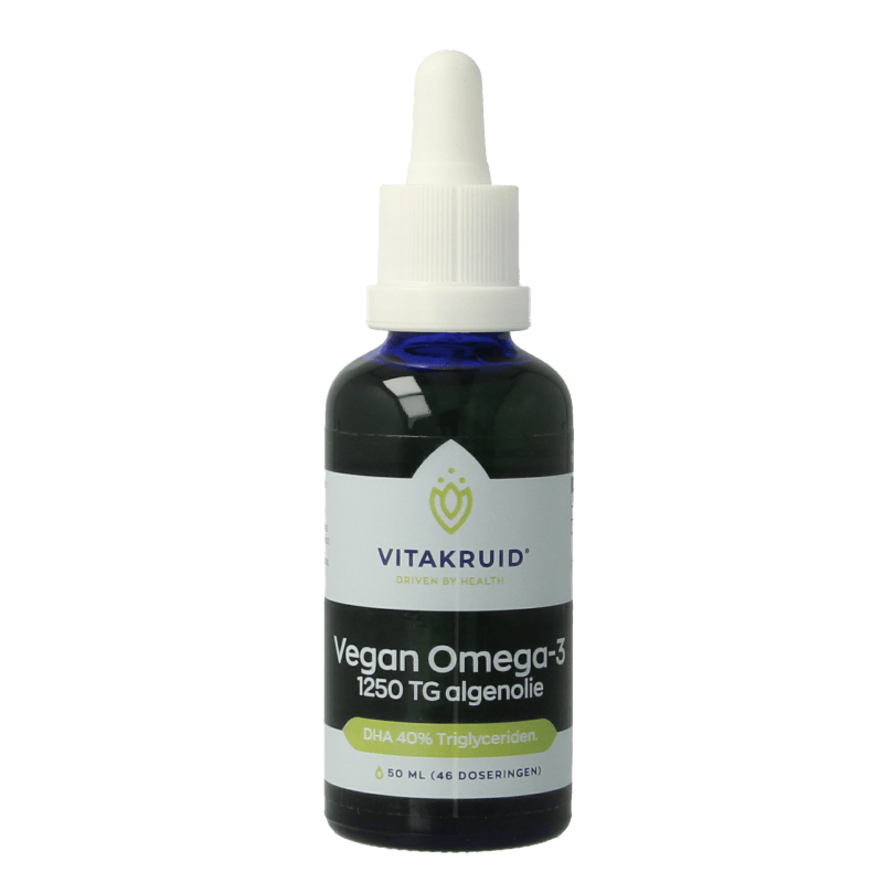 Vitakruid Vetzuren 50 Milliliter Vitakruid Vegan Omega 3 algenolie 1250 tryglyceriden 500 DHA 50 Milliliter
