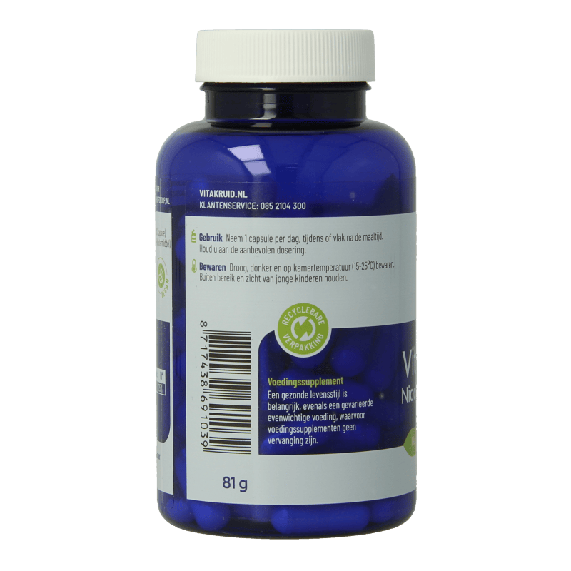 Vitakruid Vitamine Enkel 90 Vegetarische capsules Vitakruid Vitamine B3 niacinamide 500mg 90 Vegetarische capsules