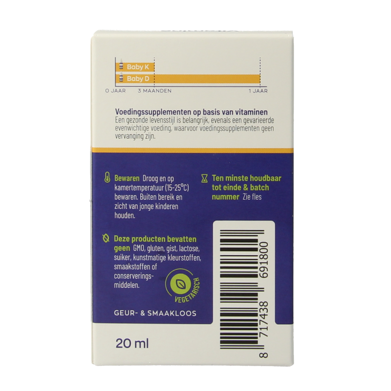 Vitakruid Vitamine Multi 20 Milliliter Vitakruid Vitamine K & D baby druppels 10ml 20 Milliliter
