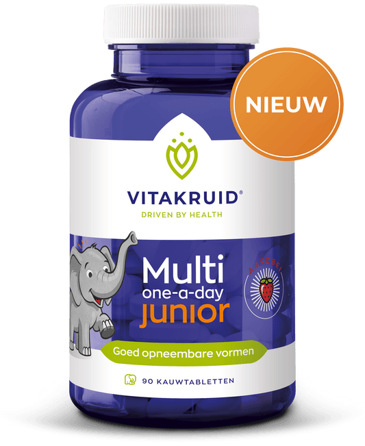 Vitakruid Multi One-a-Day Junior strawberry-flavored multivitamin tablets for children, 90 count.