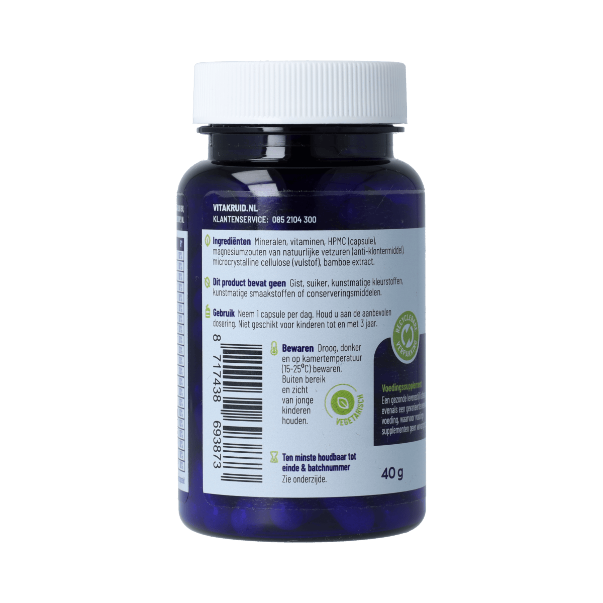 Vitakruid Vitamine Multi 90.00 Vegetarische capsules Vitakruid Multi 100% RI met goed opneembare vormen 90.00 Vegetarische capsules