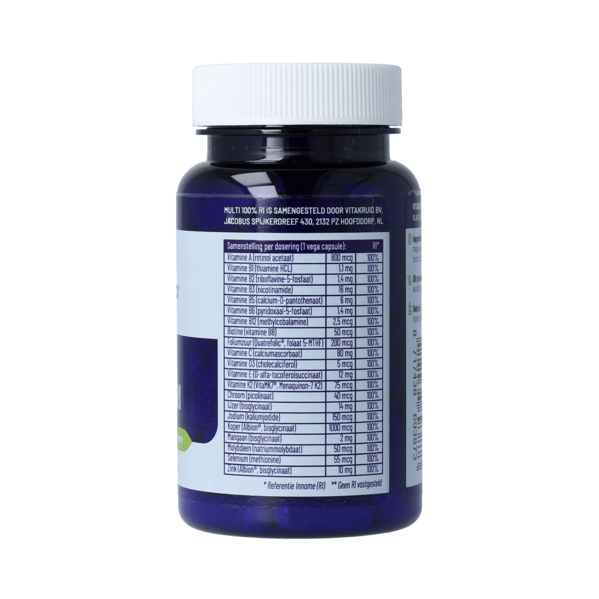Vitakruid Vitamine Multi 90.00 Vegetarische capsules Vitakruid Multi 100% RI met goed opneembare vormen 90.00 Vegetarische capsules
