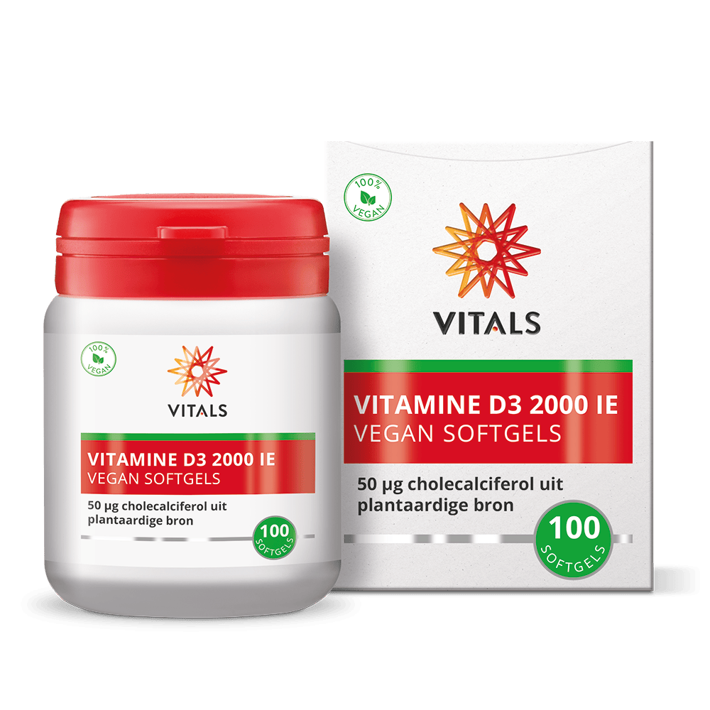 Vitals Vitamine Enkel 100.00 Softgels Vitals Vitamine D3 2000 ie Vegan Softgels 100.00 Softgels