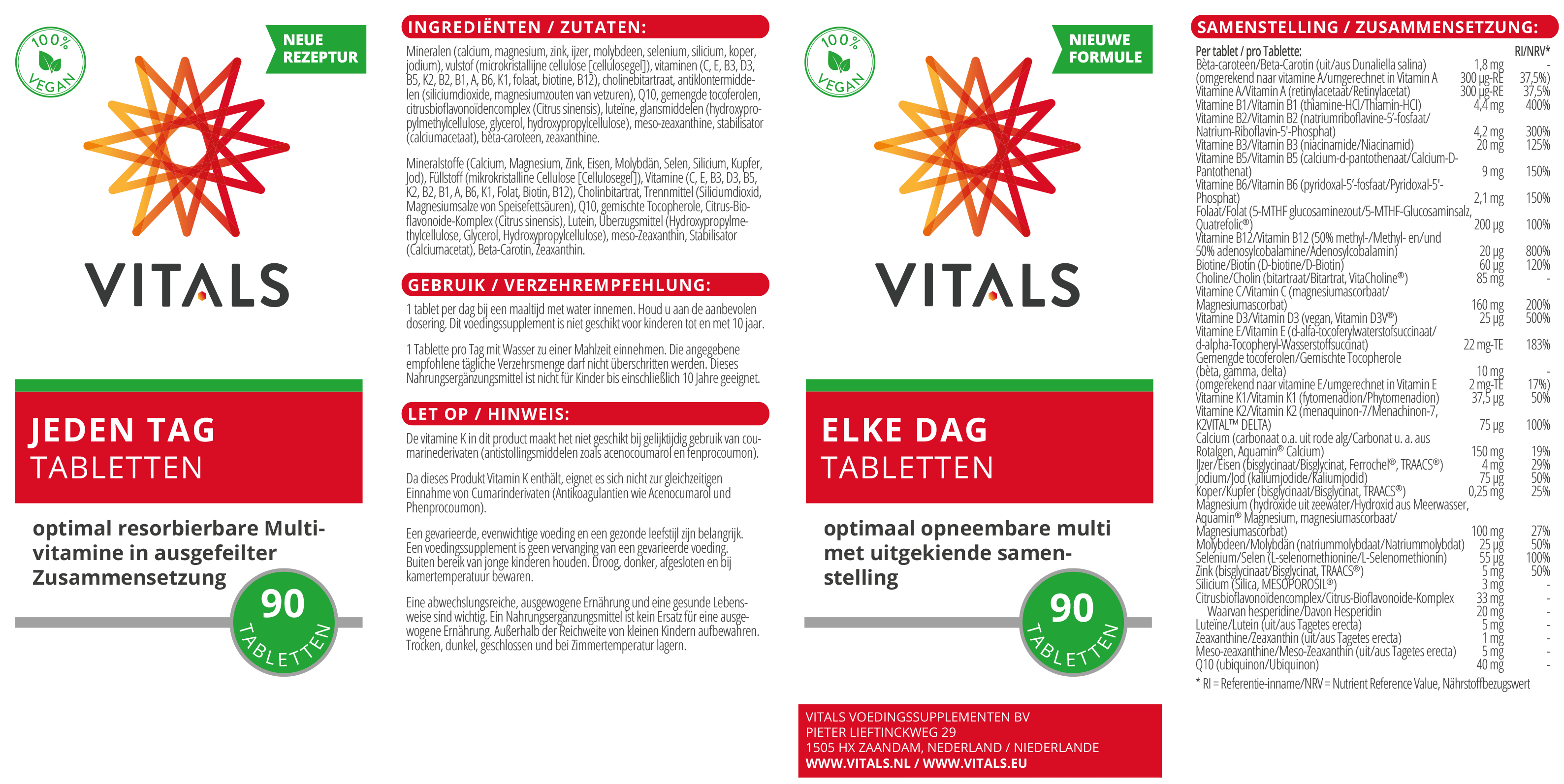 Vitals Vitamine Multi 90.00 Tabletten Vitals Elke Dag 90 tabletten 90.00 Tabletten