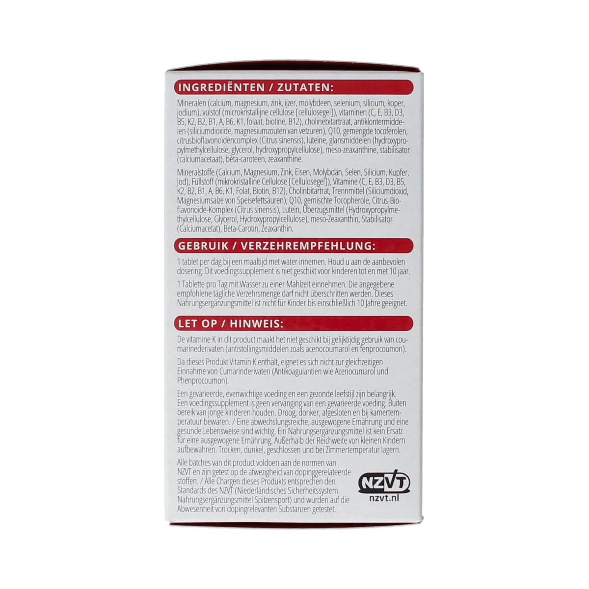 Vitals Voedingssupplementen en Kruidenpreparaten 90.00 Tabletten Vitals Elke dag sport 90.00 Tabletten