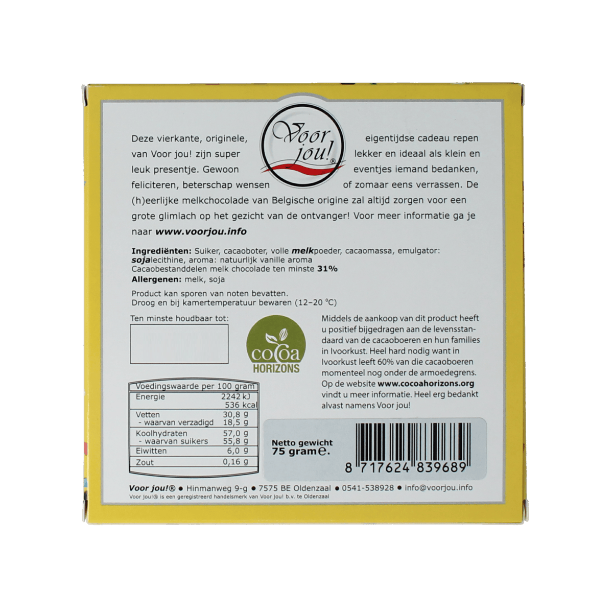 Voor Jou! Snoepgoed 75.00 Gram Voor Jou! Tablet hoera 50 jaar 75.00 Gram