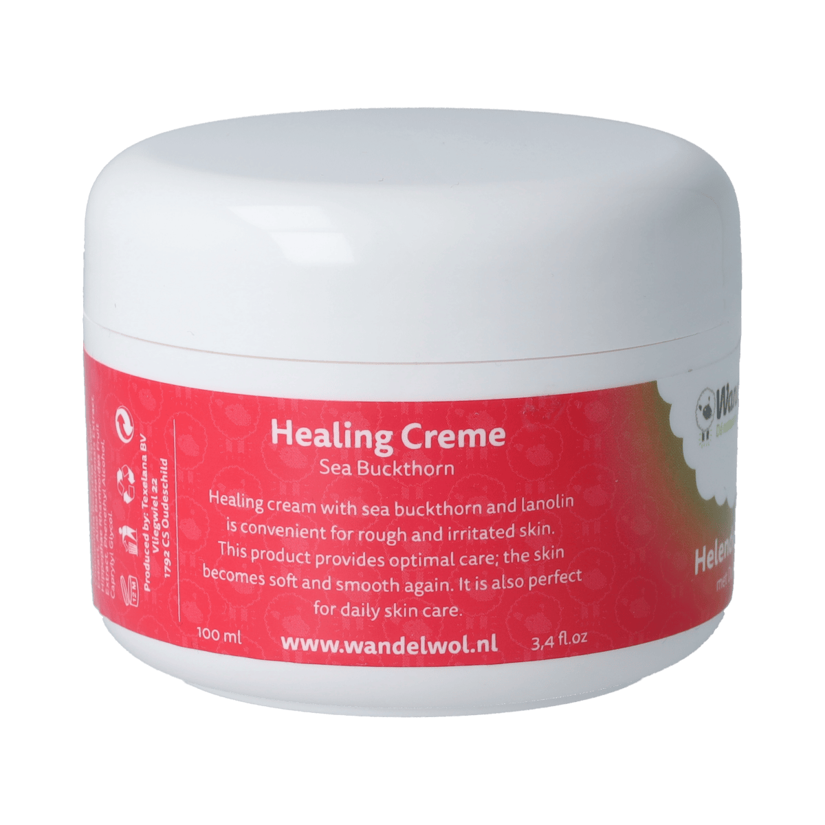 Wandelwol Helende Crème in 100ml jar, soothing body care product with natural ingredients, designed for skin healing and nourishment.