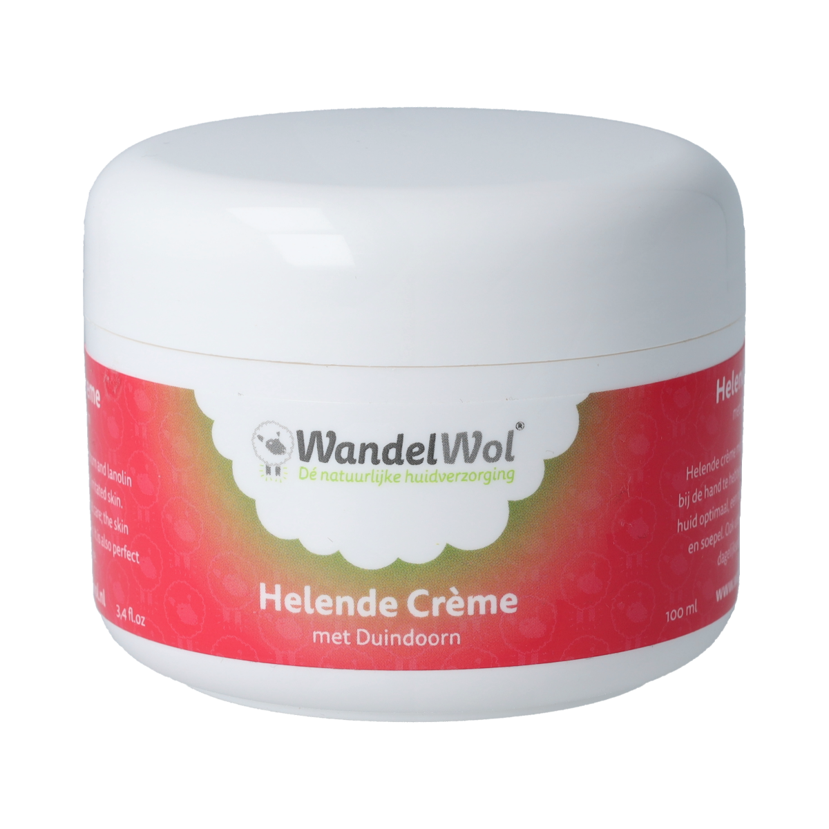 Wandelwol Helende Crème in 100ml jar, nourishing body care cream with soothing properties for healthy skin.