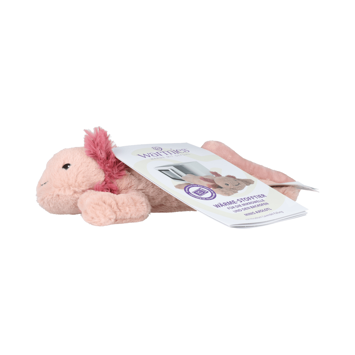 Warmies Warmteknuffel mini axolotl plush toy, soft and cuddly warmth heat plushie from Warmies, perfect for comfort and play.
