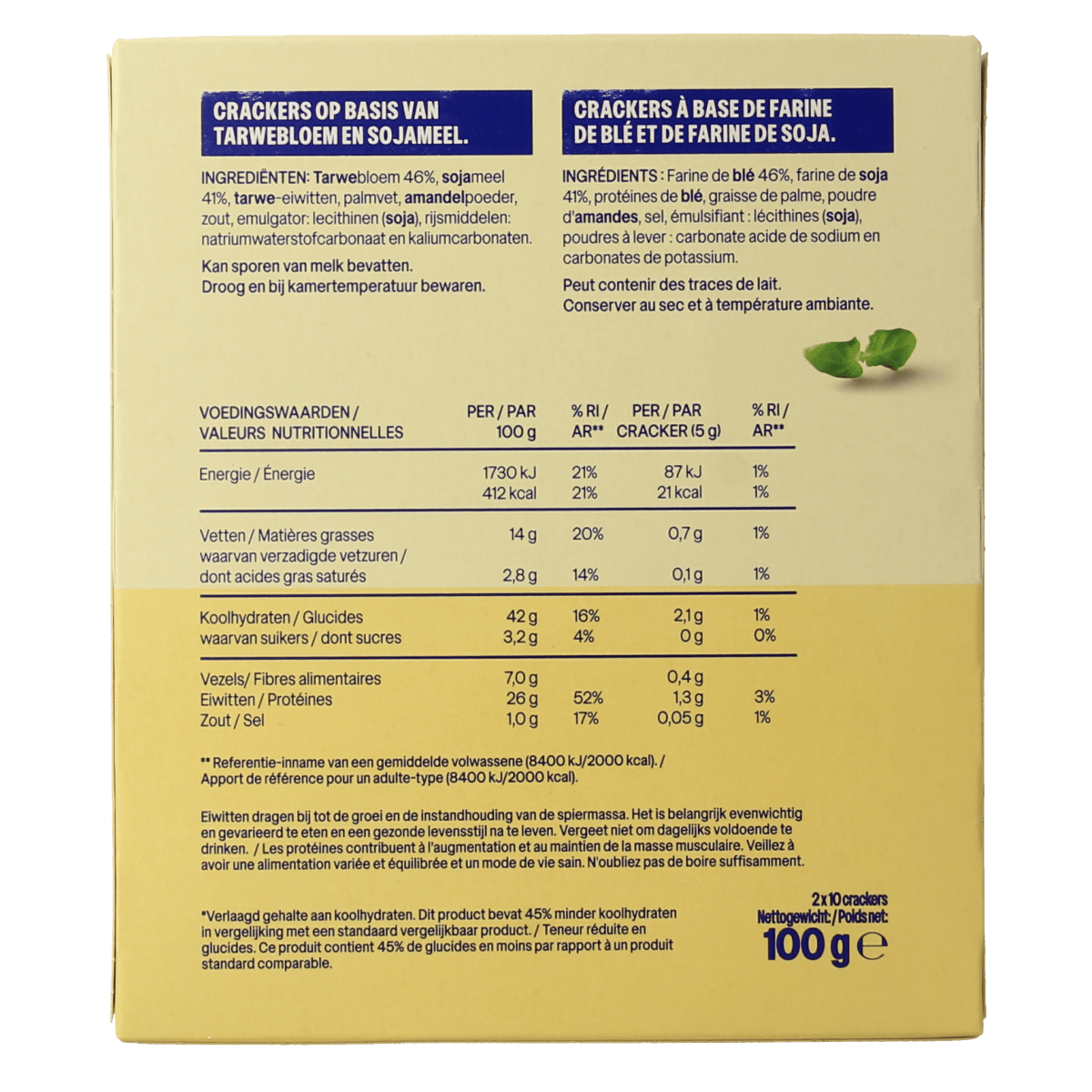 WeCare Snacks en Tussendoortjes 100.00 Gram WeCare Lower kcal/carb crispy crackers 100.00 Gram