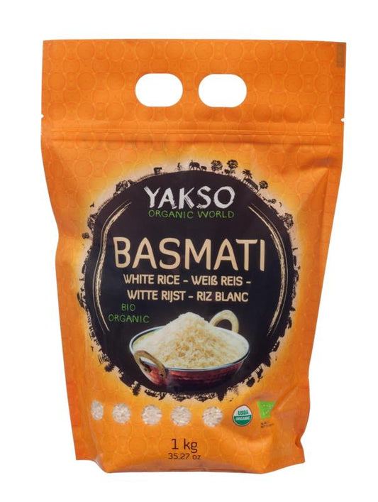 Yakso Pasta en Rijst 1 Kilogram Yakso Basmati rijst wit bio 1 Kilogram