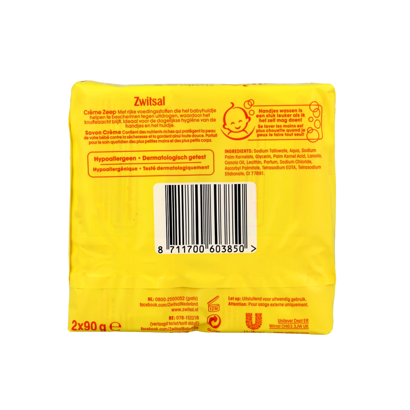 Zwitsal Baby en Peuter Verzorging 180 Gram Zwitsal Zeep 2-pak 180 Gram
