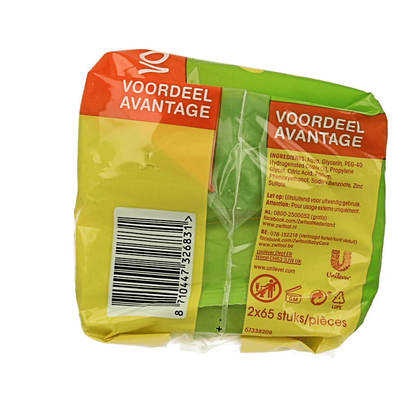 Zwitsal Luiers en Doekjes 2 Stuks Zwitsal Billendoekjes met lotion 65 stuks 2 Stuks