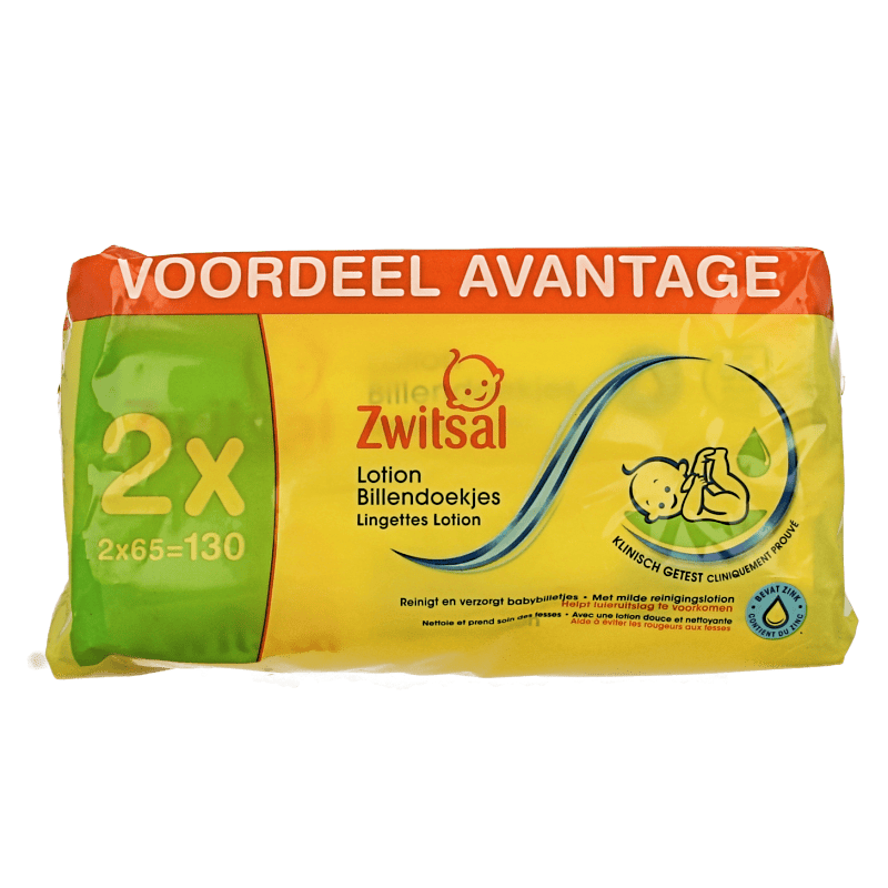 Zwitsal Luiers en Doekjes 2 Stuks Zwitsal Billendoekjes met lotion 65 stuks 2 Stuks
